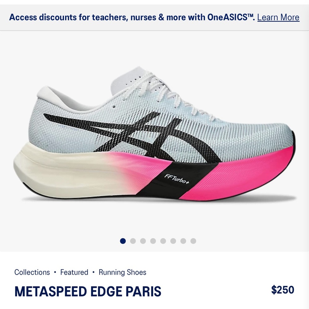 Gently used ASICS METASPEED EDGE PARIS White and Pink